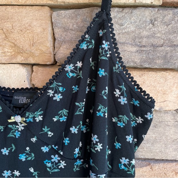 Boutique Europa black blue floral stretch lounge dress pajamas EUC Women’s 2X - Picture 12 of 13